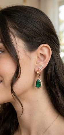 Nobel emerald hoops