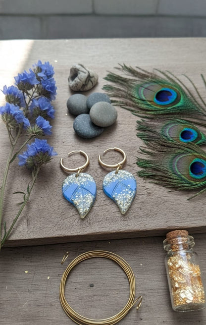 Blue Foil Flora Dangles