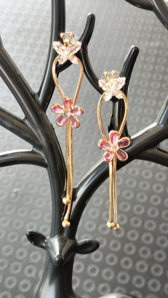 Butterfly Bloom Dangles -Pink
