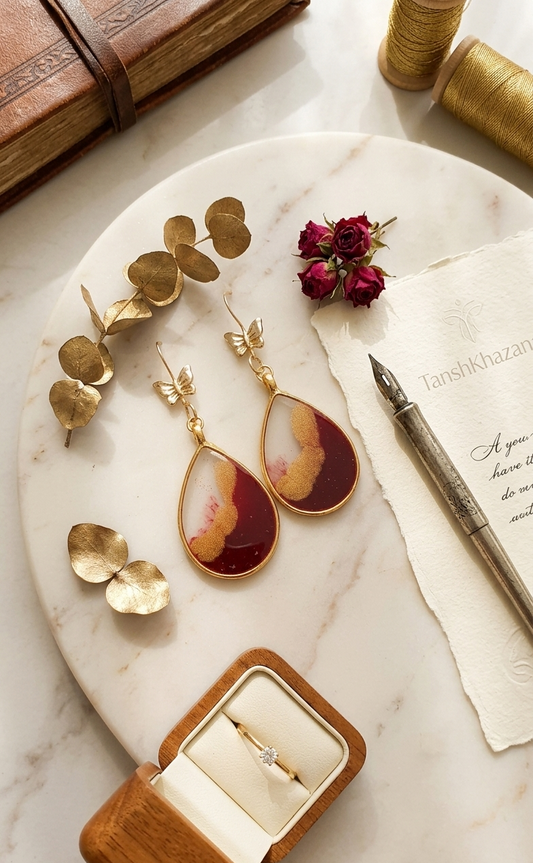 Butterfly Burgandy Teardrops