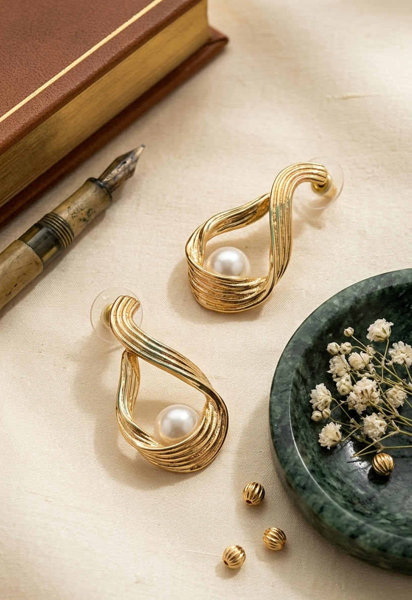 Twisted Pearl Aura Earing
