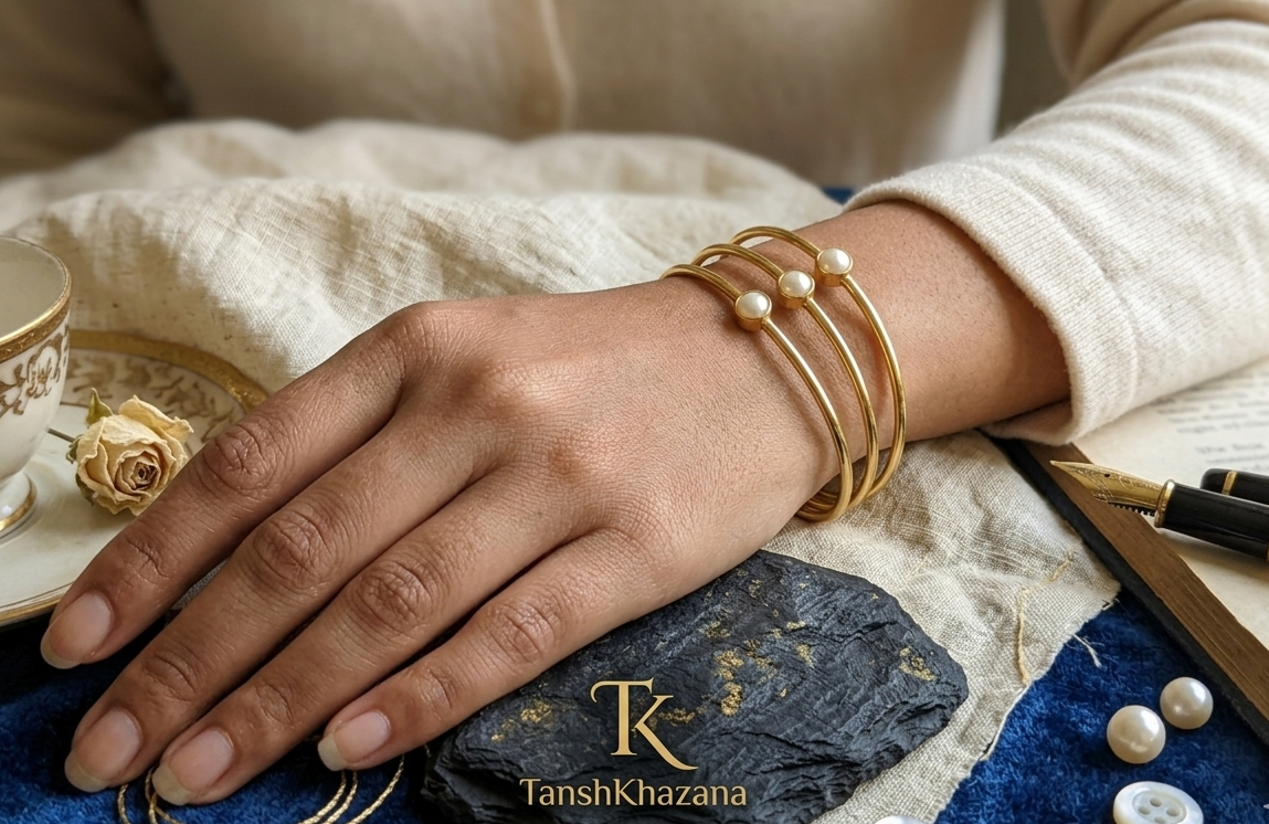 Linear Pearl Bangle