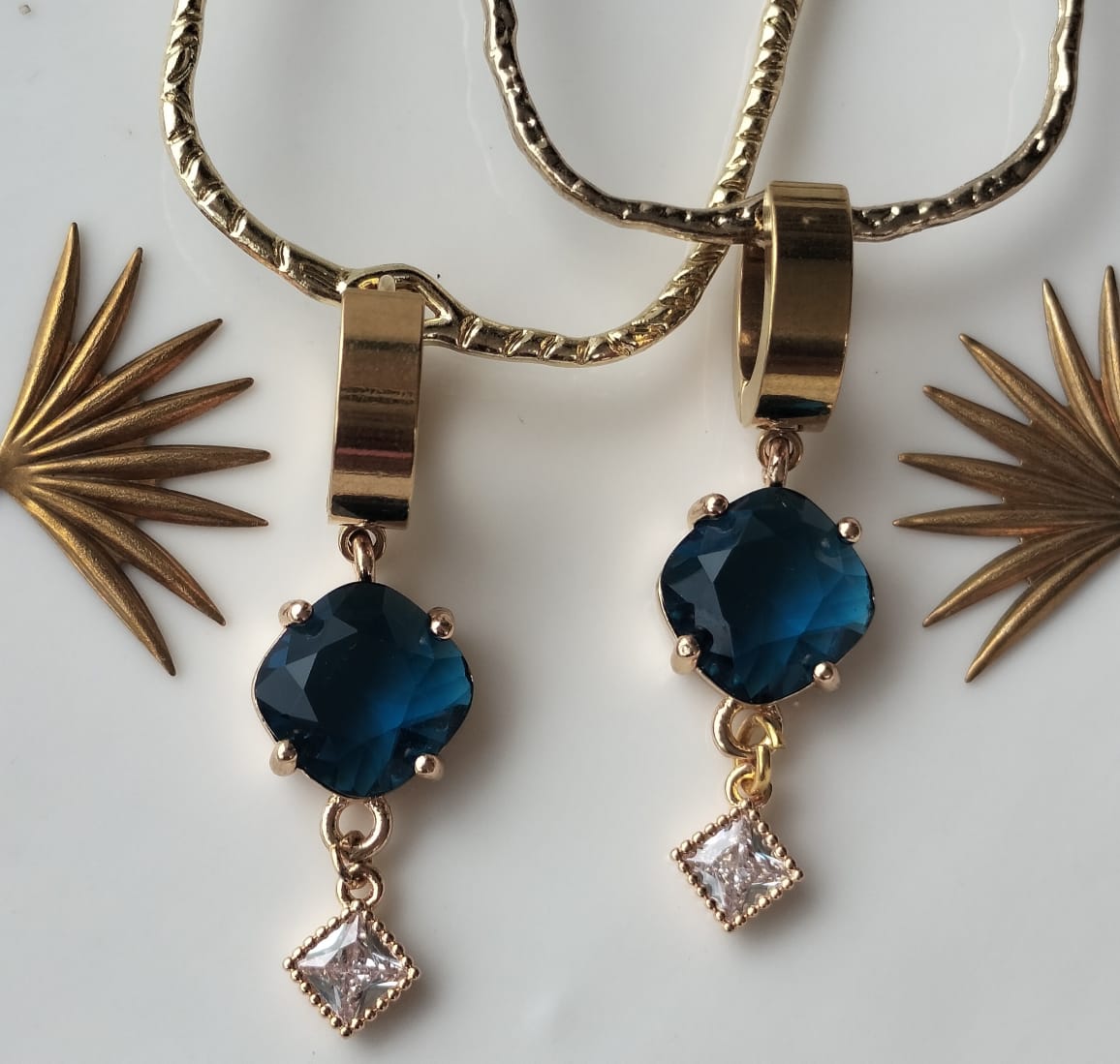 Navy Blue Prism Hoops