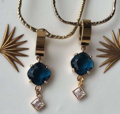 Navy Blue Prism Hoops
