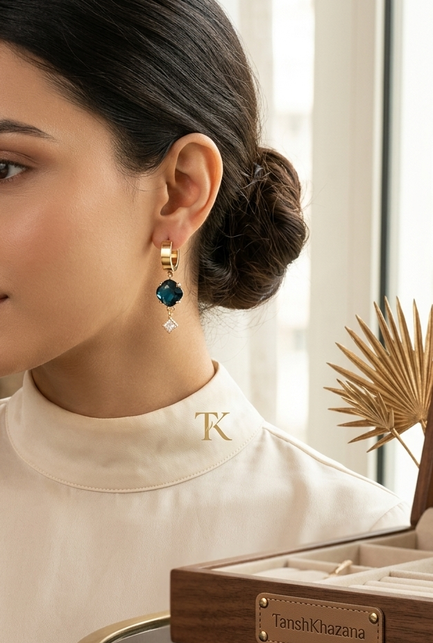 Navy Blue Prism Hoops