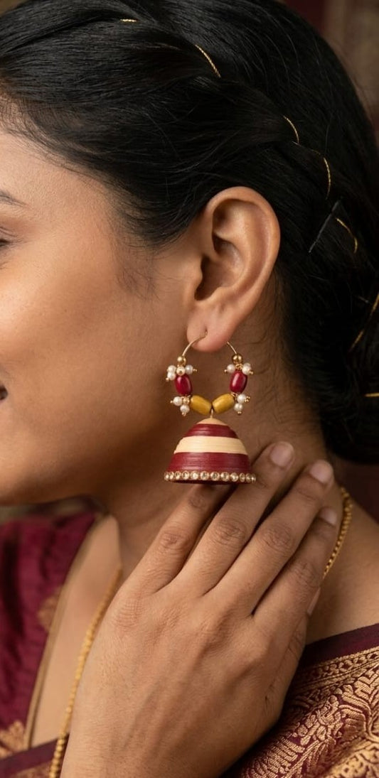 Maroon Hoop Jhumka