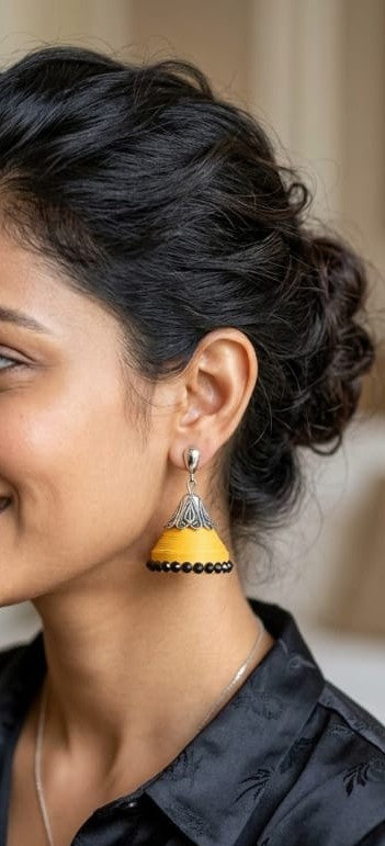 Yellow quilling Jhumkas